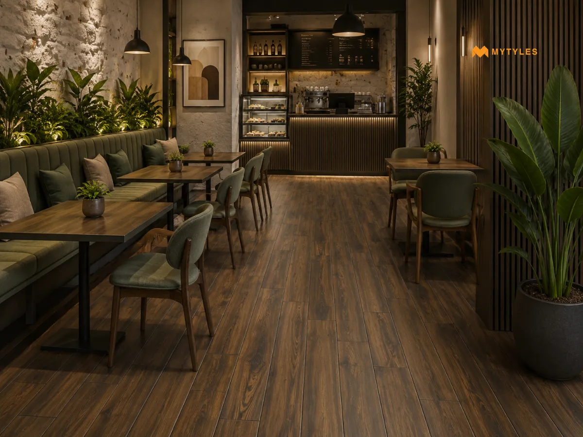 Vitrified Brown Wooden Floor in Premium cafe